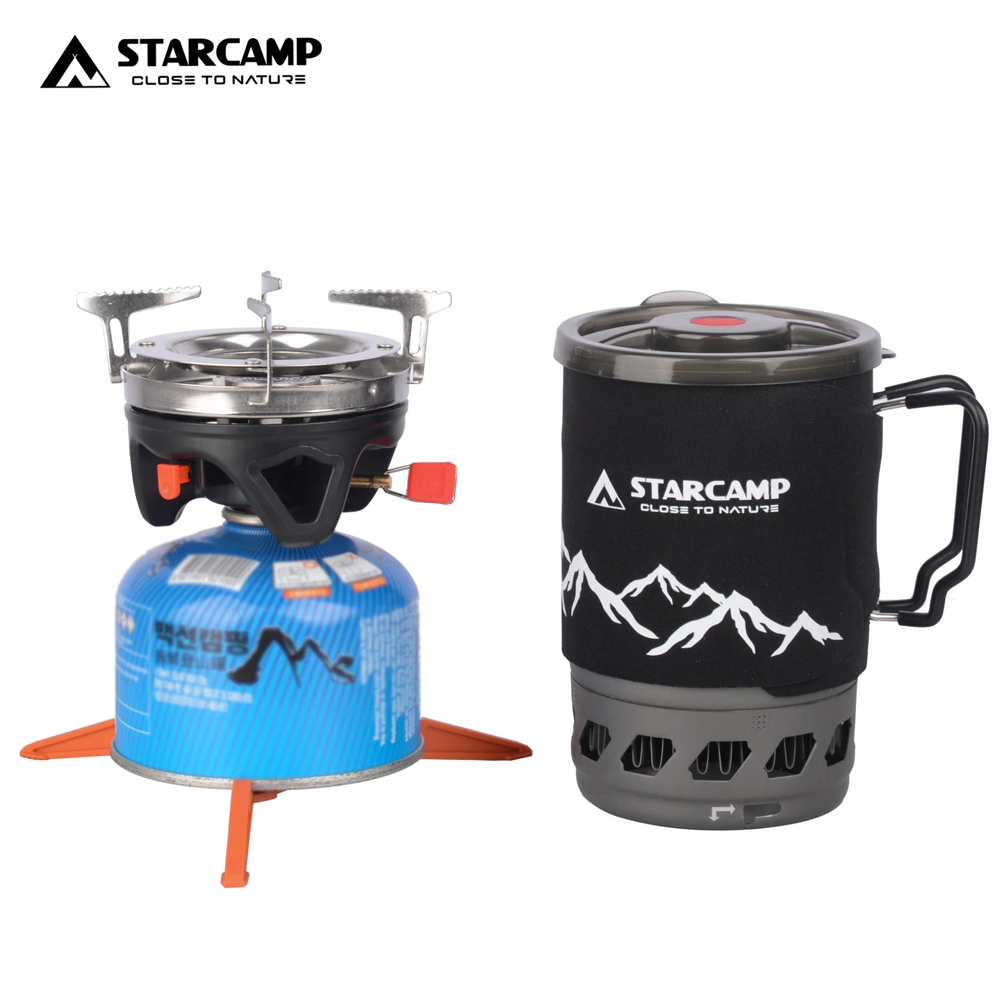 STARCAMP 900ml Outdoor Solo Backpack Hiking Camping Gas Stove Cooking System Fastboil Steel Jet Cooker Compatible Butane Propane