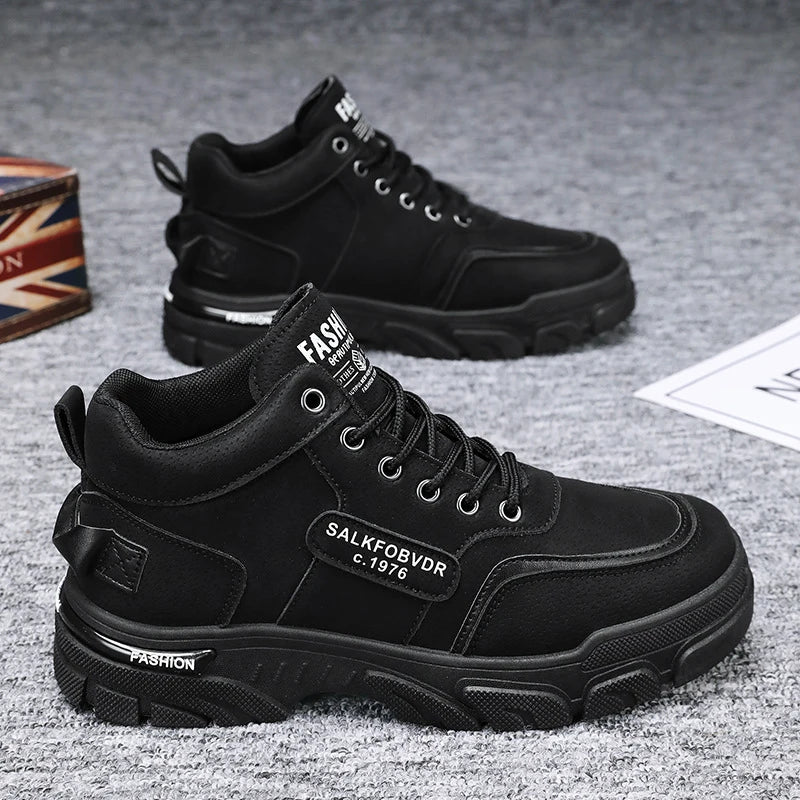 Y 39-46 Men's New Breathable High-top Cargo Shoes with Versatile Platform Soles to Increase the Height of Casual Booties