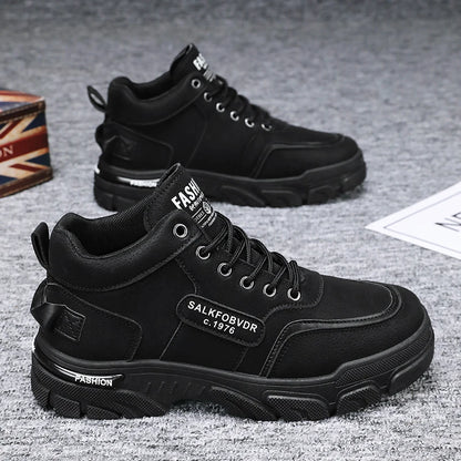 Y 39-46 Men's New Breathable High-top Cargo Shoes with Versatile Platform Soles to Increase the Height of Casual Booties