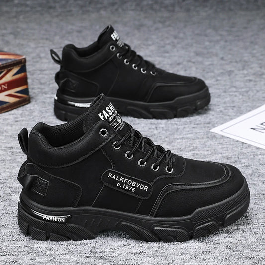 Y 39-46 Men's New Breathable High-top Cargo Shoes with Versatile Platform Soles to Increase the Height of Casual Booties
