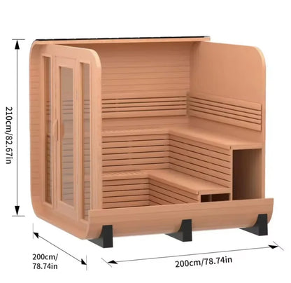 Beautiful Modern Design Canada Red Cedar Sauna Wood Large Outdoor Sauna Dry Sauna with Double-Layer L-Shaped Bench