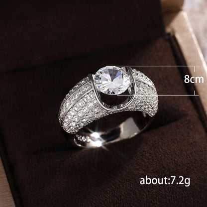 F667 Diamond Ring White Gold Round Brilliant Cut Natural G Color Women's Engagement Jewelry
