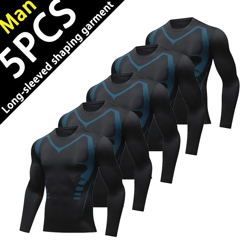 USA Warehouse 3 Pack Compression Shirts for Men Long Sleeve Athletic Base Layer Undershirt Gear T Shirt for Workout