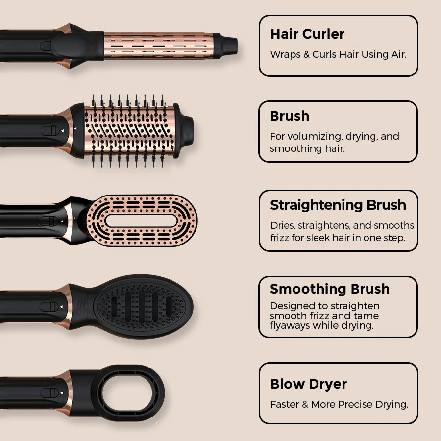 New Design Hot Air Brush 1200W 5 in 1 One Step Blow Dryer Comb Styler Electric Hair Dryer Volumizer Household & Hotel Use