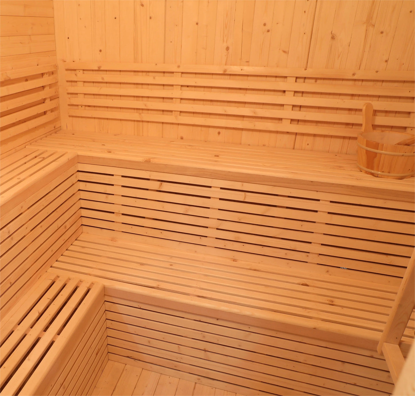 Modern White Pine Sauna Room for Home | Outdoor Backyard Solid Wood Sauna with Steel & Glass | In-Stock 2-4 Person Steam Sauna