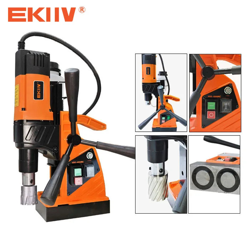EKIIV 110v 220v Portable Magnet Drill Engineering Machine Automatic Absorption Plate Drilling Machine Small Magnetic Seat Drill