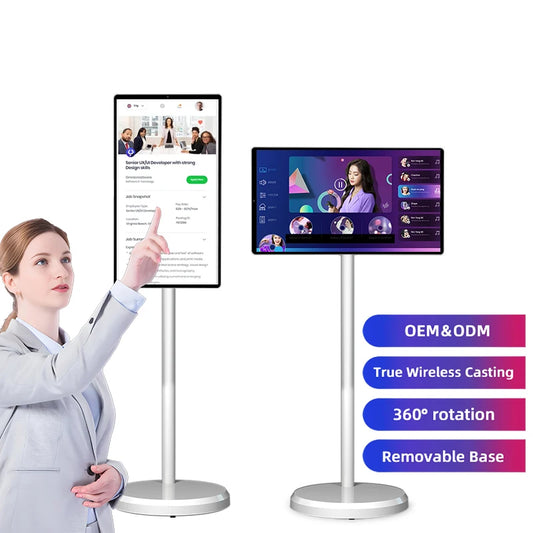 2025 New 21.5 Inch Mini Lcd Tv Portable Touch Screen Tv With Stand Rechargeable Smart Tv Display Wireless Smart Television