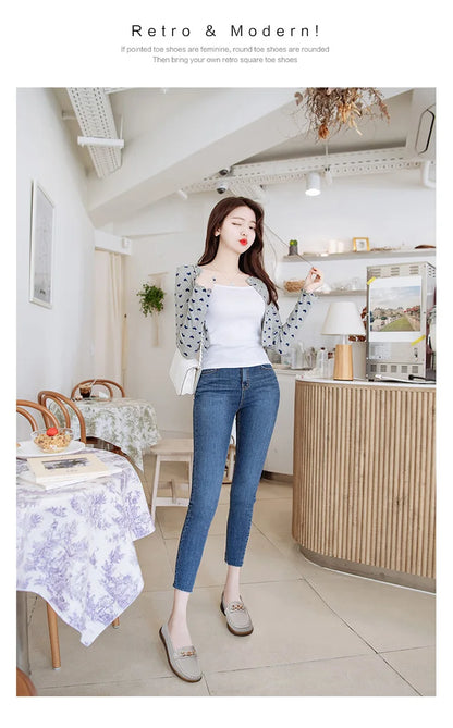 Autumn New Style Shallow Mouth Flat Shoes for Women Slip-on Flats Versatile Soft-Soled Comfortable Shallow Women's Shoes
