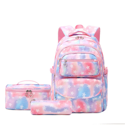 17 Inches Waterproof School Bags 3 Pcs Sets Backpack for Girls Students Rucksack With Lunch Bag & Pencil Bag for Teenager by PDG ibma