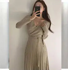2021 Autumn Spring Basic Belt Plaid Shirt Dress Long Maxi Feminine Vestidos Chic Korea Design Clothes