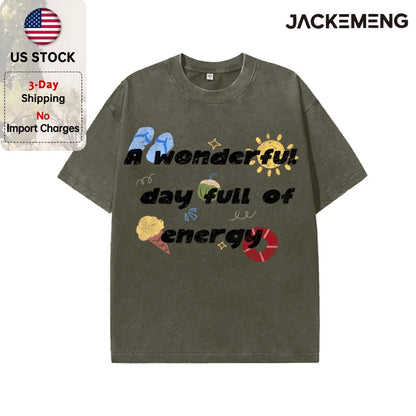 Oversized Vintage Retro Beach Cartoon Streetwear Print Tshirt USA Stock Wholesale Y2K Casual Tee