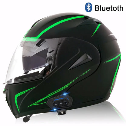 Carbon Fiber Pattern Electric Scooter Motorcycle Blueto0th Wireless Headphone Speaker Open Face Double Lens Full Face Helmets