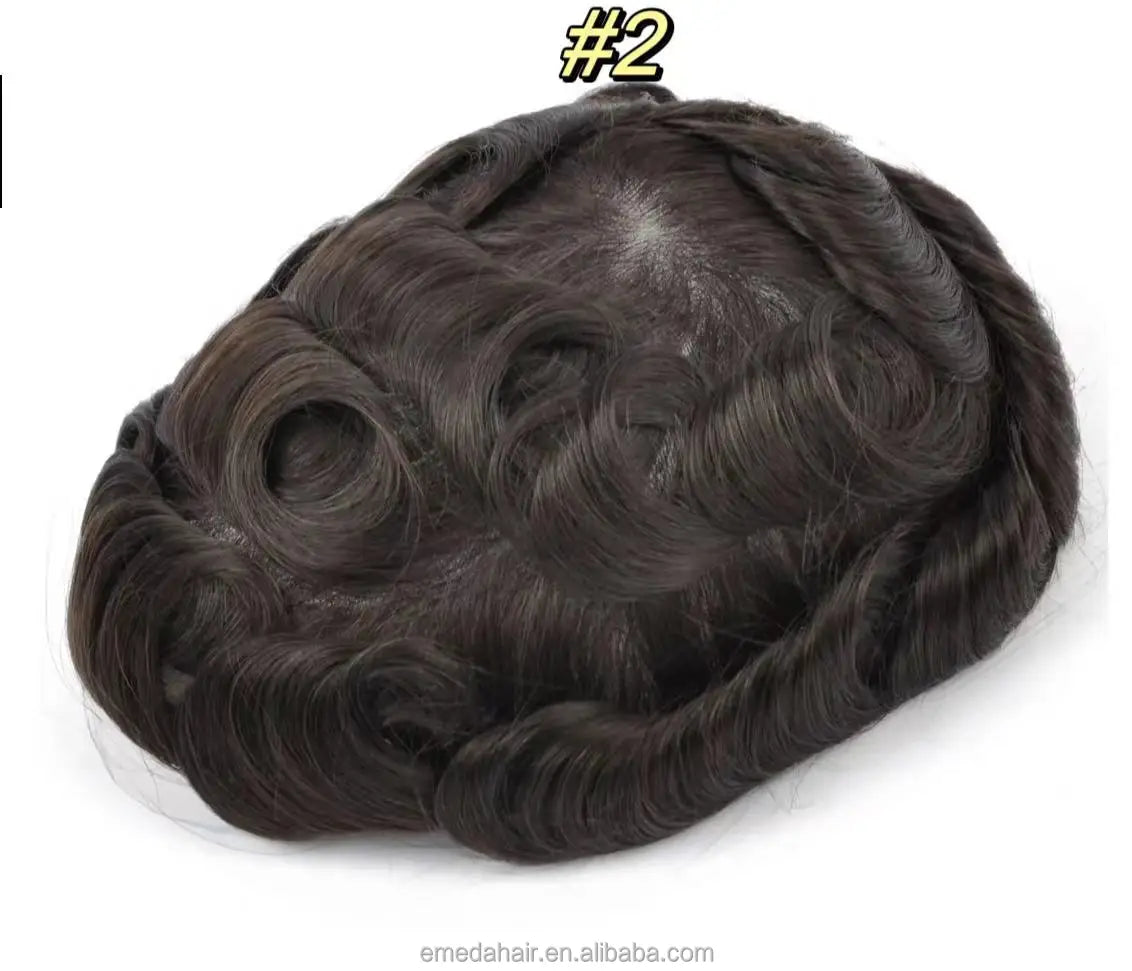 Wholesale Bleached Knot Swiss Full Lace Hair Replacement System Men's Toupee Indian Remy Human Hair Piece for Men Toupees