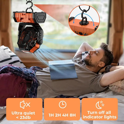 Trending 2026 20000mAh Portable Rechargeable Camping Fan F6 4 Speed Ventilador Solar Recargable Table Fan with Light