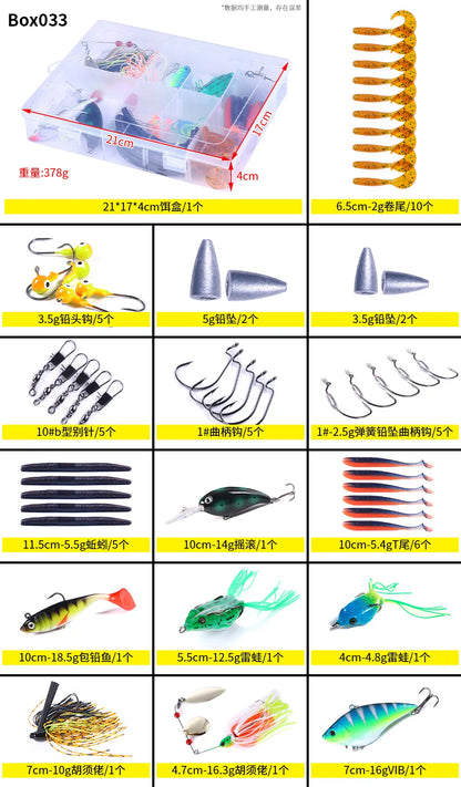 Different Hard Soft Fishing Lure Set Box Frog Hook Shad Spinner Bait Fishing with High Quality
