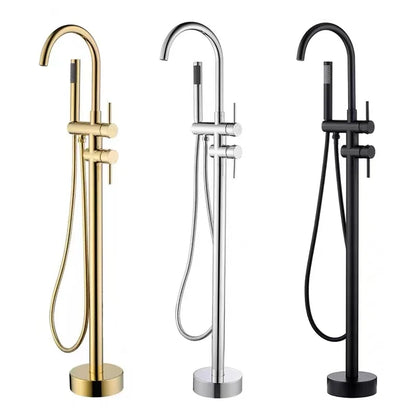 Luxury Hotel Project Gold Chrome Freestanding Bathtub Faucet Set Modern Rain Brass Mixer Shower Bath Taps With Hand Shower