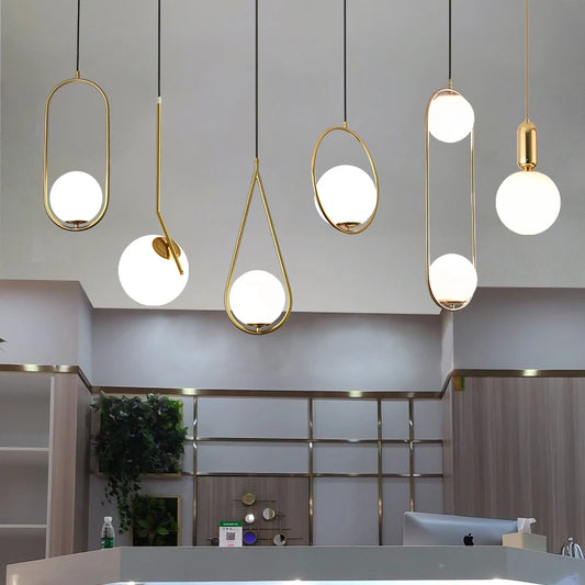 Nordic European Kitchen Pendant Light Rod Brushed Brass Gold Hanging Light Chandelier for Home