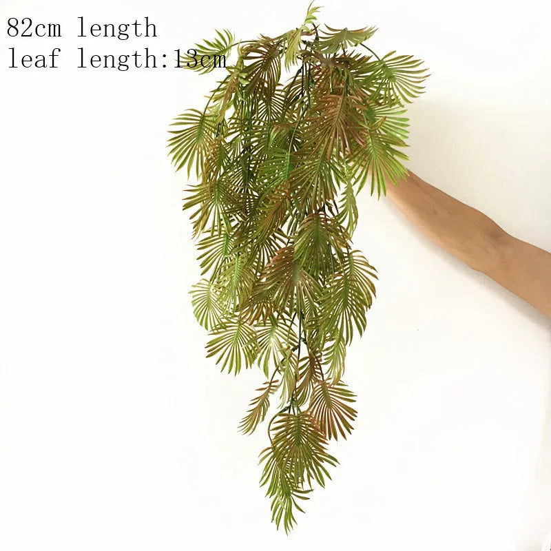Artificial Palm Green Plants Vine Turtle Leaf Rattan Ceiling Wall Hanging Flower Maple Leaves Wedding Garden Balcony Home Decor