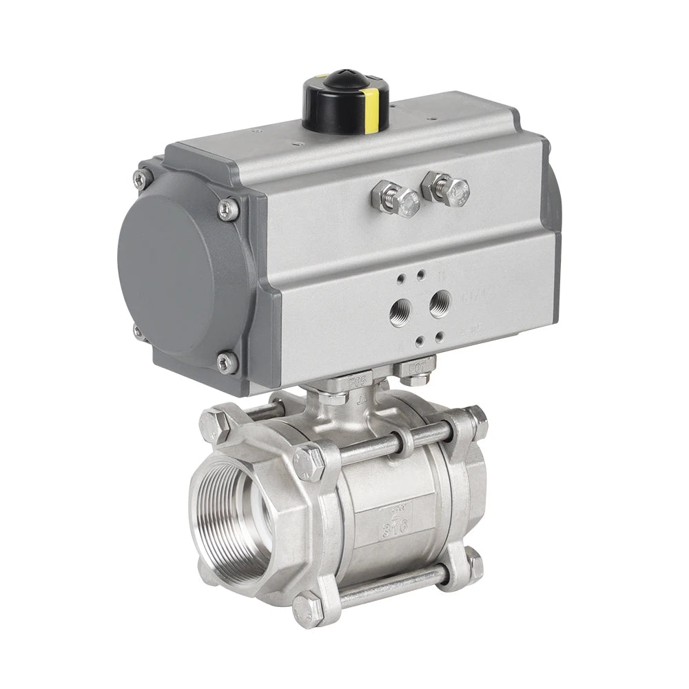 304 Stainless Steel Q611F-16P Pneumatic Three-piece Screw Ball Valve with High Temperature Internal Thread On-Off OEM Supported
