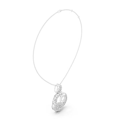 Sterling Silver Triple Circle Diamond Pendant Necklace Modern Luxury Jewelry for Engagement Wedding Anniversary Party