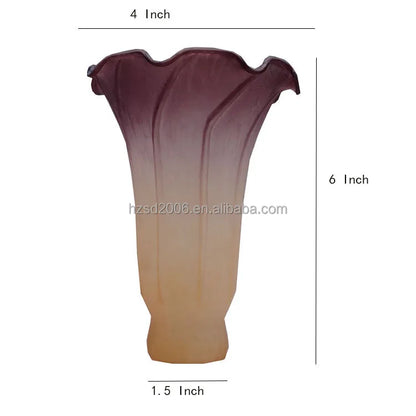 Antique European Glass Lamp Shade Peach Color Pond Lily Design 6" Height Light Cover for Table & Floor Lamps