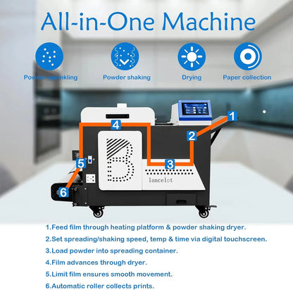 A3 XP600 Lancelot DTF Printing Machine with  Powder Shaker and Integrated All in One Bracket for Custom Tshirt  Heat Transfer