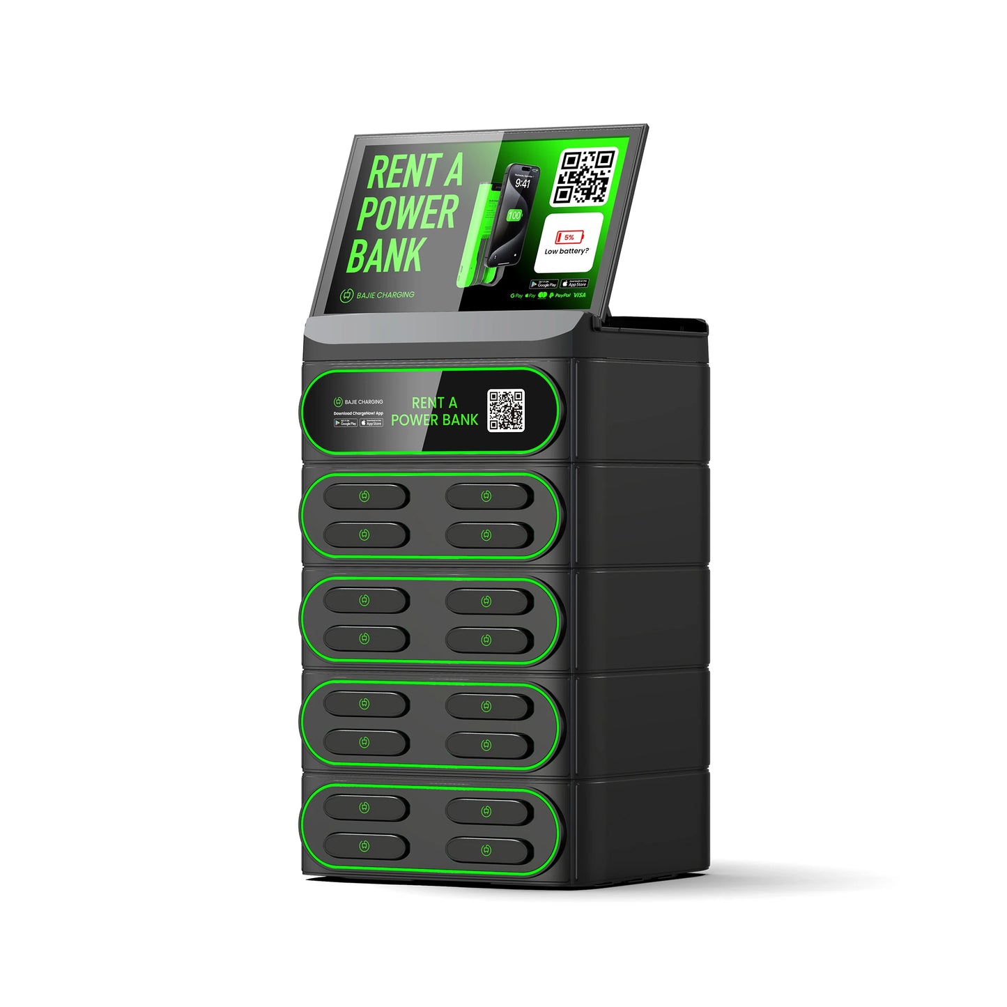 16 Slots Hospital-Grade 4G Stackable Power Bank 6000 MAh Portable Charger with Screen Sharing Rental System