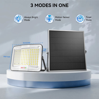 US Stock 3-Side Solar Flood Light Outdoor IP65 Motion Sensor Remote Control 150 LED High Brightness Garden Security Light
