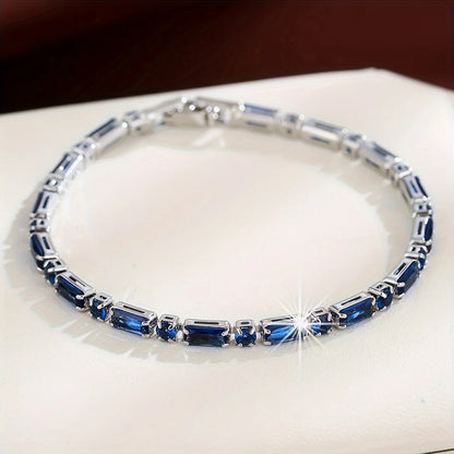 Unique Deep Blue Synthetic Zircon (synthetic Cubic Zirconia) Vintage Bracelet | for Women, Delicate Everyday Versatile