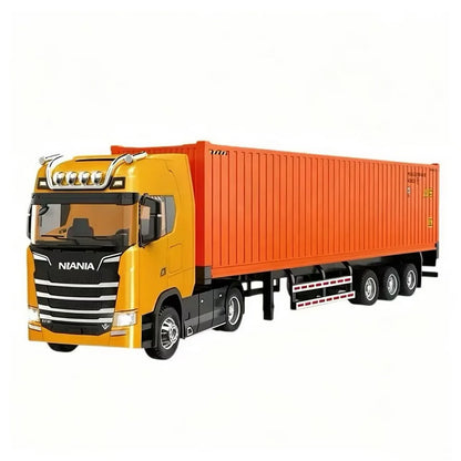 In Stock 1/50 Diecast Truck Model Toys Simulation Transport Heavy Vehicle Pull Back Container Full Alloy Metal Toy Car for Boy