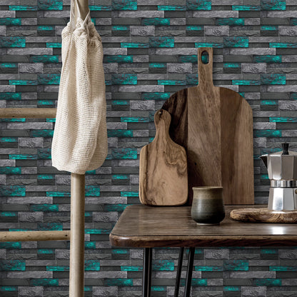 5.91X11.81Inch PCS Art Brick Waterproof Wall Sticker Peel and Stick Tile Sticker PVC Self-adhesive Wall Tile for Kitchen