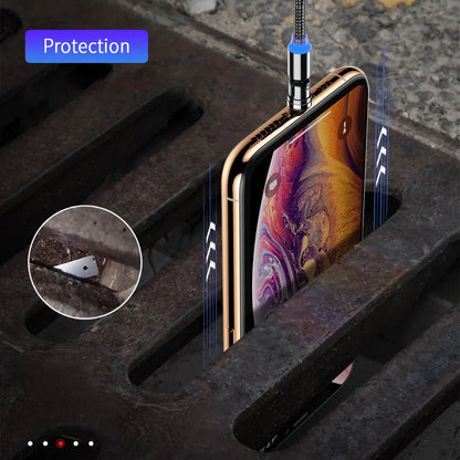 540 Degree Searchlight Magnetic Charger 3 in 1 Suction Rotary Micro Charging Cable With Type-C USBC LOS for Phone Pad