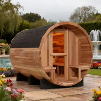 US Stock Spliced Red Cedar 4-6 Persons Outdoor Barrel Traditional Sauna Room Wood Sauna 6000W ETL Stove
