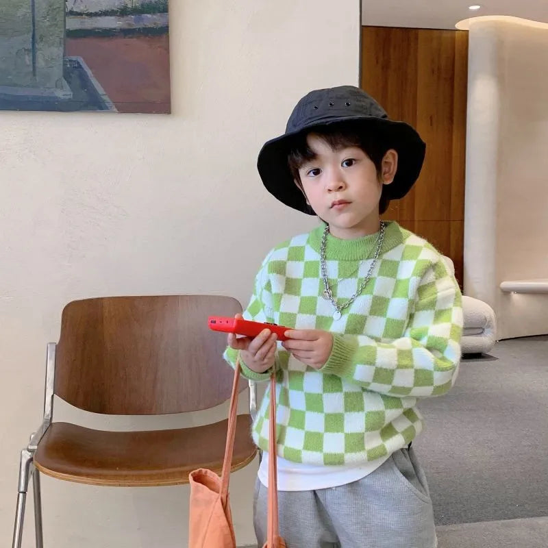 2021 Winter Kids Baby Girls Boys Autumn Winter Full Sleeve Solid Knitted Outwear Coat Ins Style Children Girls Cardigan Sweater