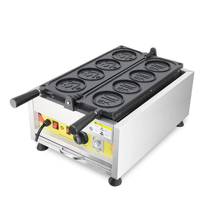 Custom Logo Coin-Shaped Waffle Maker Machine Double Flip Snack Kitchen Equipment Euro Coin Insert Japanese Korean Waffle Maker