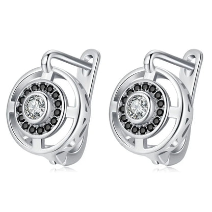 FCJ Luxury Copper Crystal Earrings for Women Shining Zircon-Studded Over-Ear Accessory