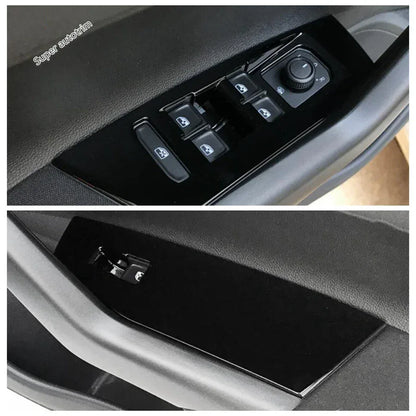 Center Control Gear Shift Panel Inner Door Armrest Handle Cover Trim Black Fit For VW Volkswagen Polo 2019 - 2023 Accessories