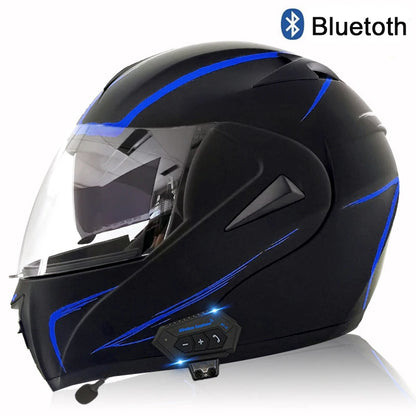 Carbon Fiber Pattern Electric Scooter Motorcycle Blueto0th Wireless Headphone Speaker Open Face Double Lens Full Face Helmets
