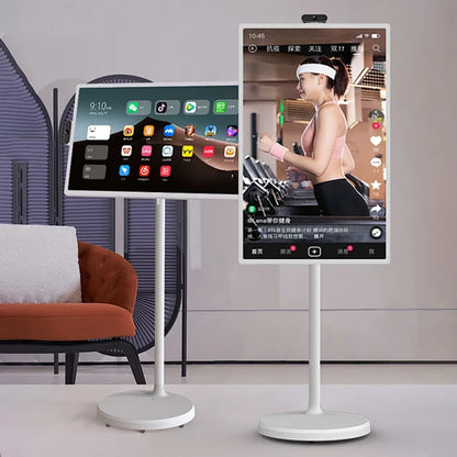 Smart Tv 32inch Mobile Monitor Portable Tv With Stand Bathroom Wireless Rechargeable Rotate Big Screen Tv Interactive Television