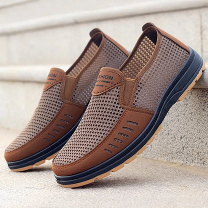 Summer  Beijing Cloth Shoes Breathable Casual  Elderly Shoes One Step Mesh  Men's Casual Shoes