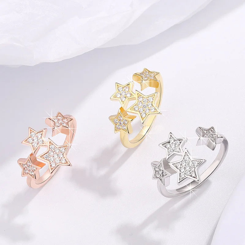 F1268 Star Cluster Rings For Women Cubic Zirconia Pave Setting Fashion Jewelry Gift Ring