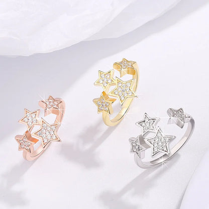 F1268 Star Cluster Rings For Women Cubic Zirconia Pave Setting Fashion Jewelry Gift Ring
