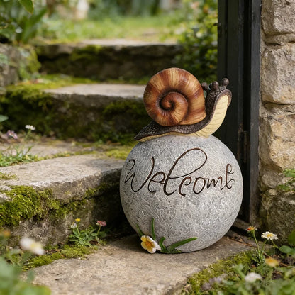 Dropshipping Welcome-themed Fashion Resin Snail Figurine Hand-painted Playful Animal Floral Accent Outdoor Decorative Entryway