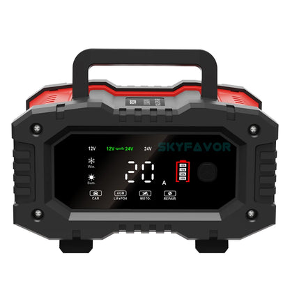 Lifepo4 Lead Acid Car Battery Charger 12V 24V 20A Fast Automatic Gel Agm Maintenance-free Deep Cycle Lead Acid Battery Charger