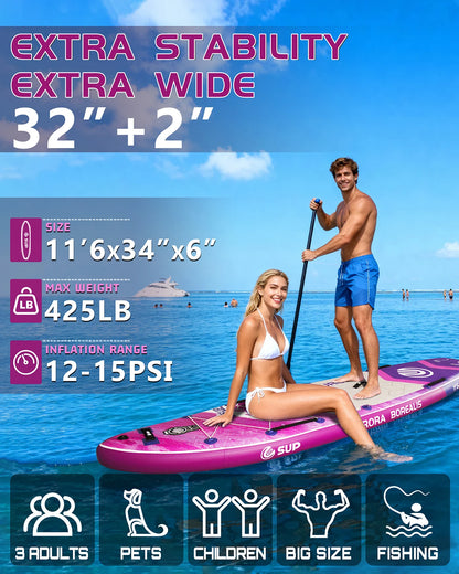 ESUP 350 extra Wide  Inflatable Paddle Board for Beginner  US Warehouse 430 Lbs Capacity Stand up Paddleboards  for Family
