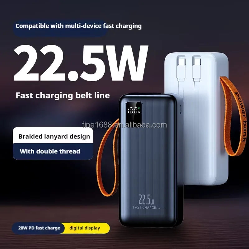 High Capacity 60000mAh Portable Power Bank Fast Charging 22.5W PD+QC3.0 Dual-Thread 60000 MAh High Efficiency Power Supplies