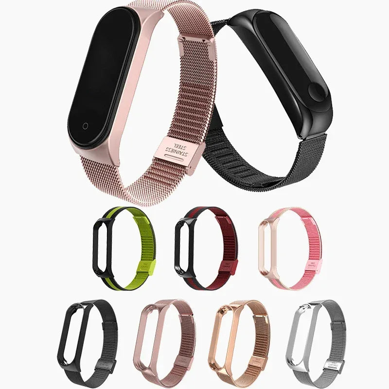 Metal Strap bracelet for Xiaomi mi band 7 6 5 3 4 strap Stainless Steel MiBand 4 Smart Wrist Strap for xiao mi miband 4 3 straps
