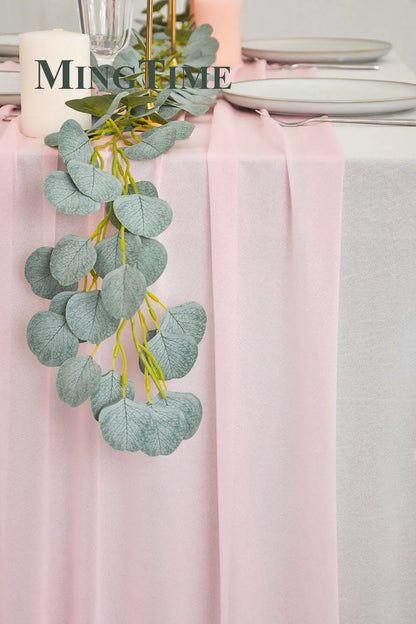Sheer Chiffon Luxury Solid Colorful Table Runner Blue Rustic Boho Wedding Party Bridal Shower Birthday Home Christmas Decoration
