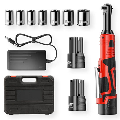 Car Repair Tool Box 18V Cordless Electric Ratchet Wrench with Rechargeable Battery