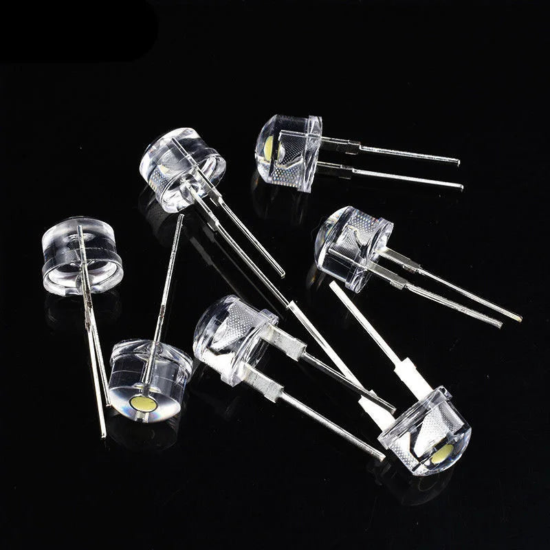20PCS 100PCS  LED 8mm Straw Hat  Lamp Bead are White Cold Light 0.5W 0.75W  Big chips F8MM Hight Power Hat Light-emitting Diode